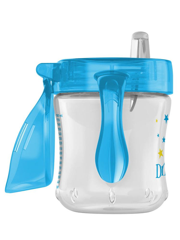 Dr. Browns Silikon ağızlı Alıştırma Bardağı (6m+) 180 ml Mavi Yıldız Desenli