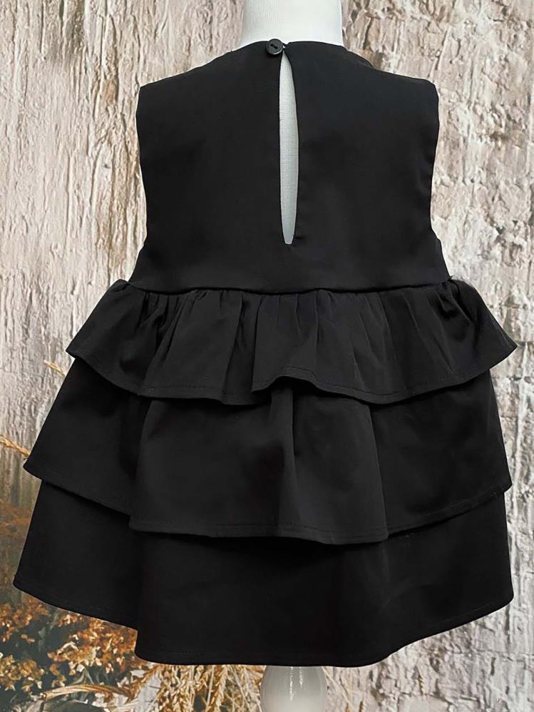 Shecco Babba Kat Kat Kız Çocuk Elbise Bandana Takım 6-10 Yaş - Siyah