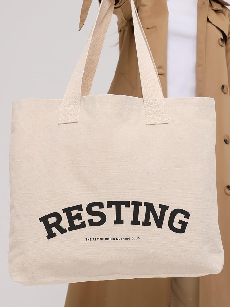 Bagg Resting Baskılı Yatay Kanvas Bez Çanta