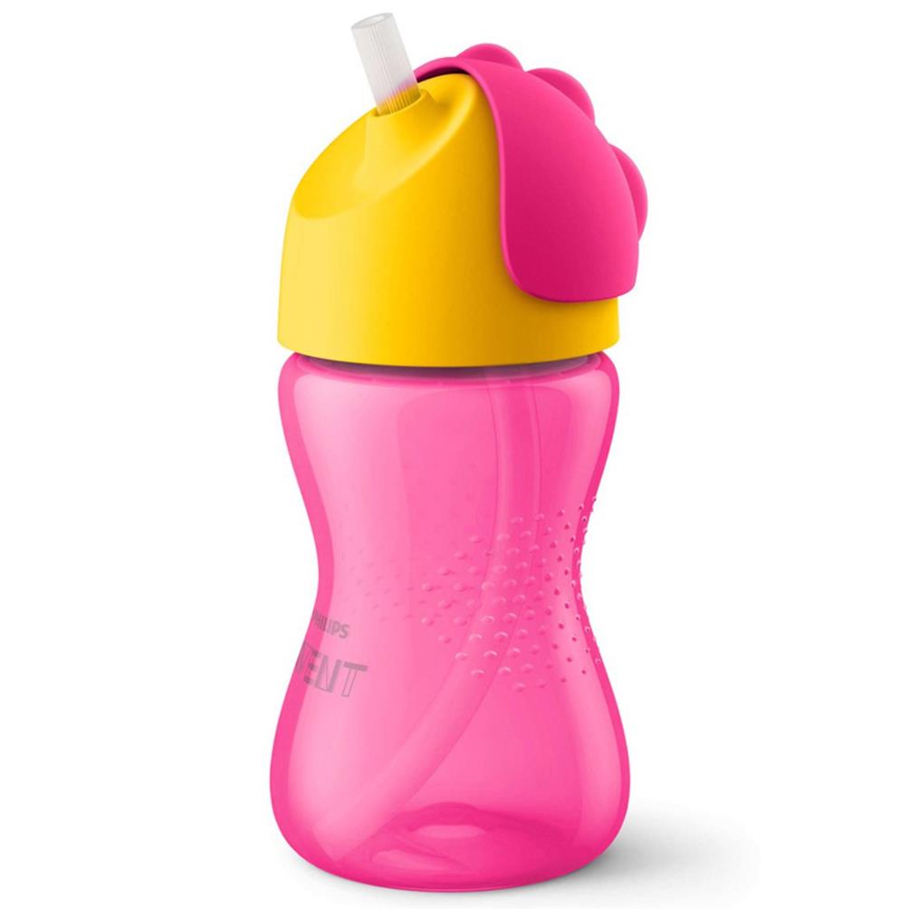 Avent Desenlı Pıpetlı Bardak Pembe-Sarı 300 ml