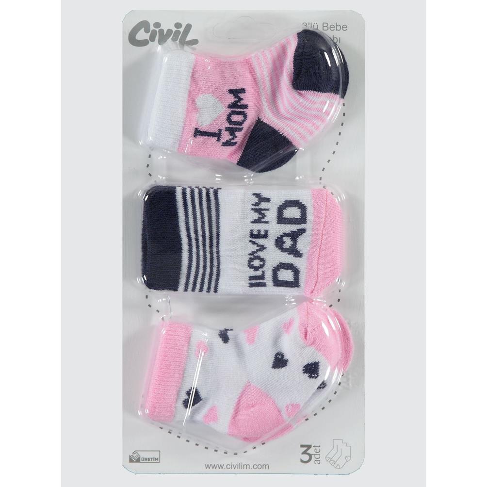 Civil Baby I Dad Desen Asetat 0-24 Ay Çorap Setleri