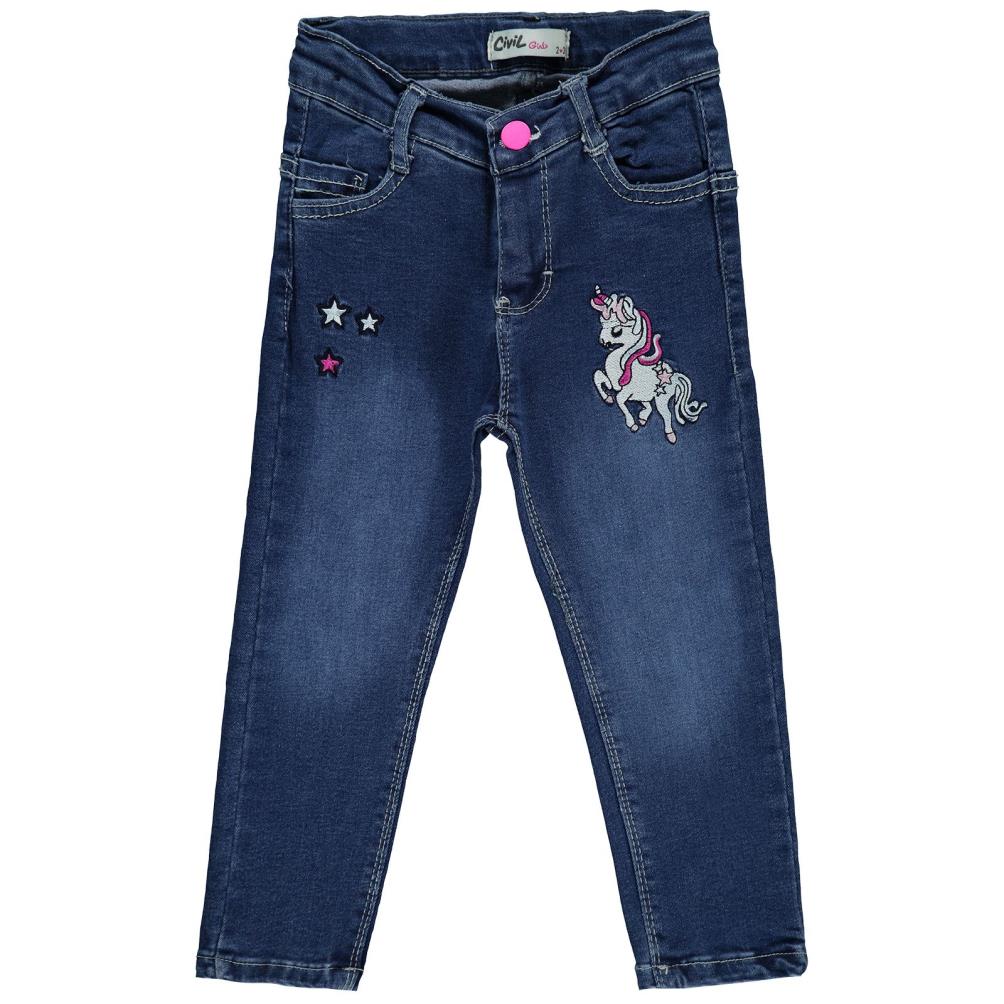 Civil Girls Unicorn Nakışlı 2-5 Yaş Pantolon - Mavi