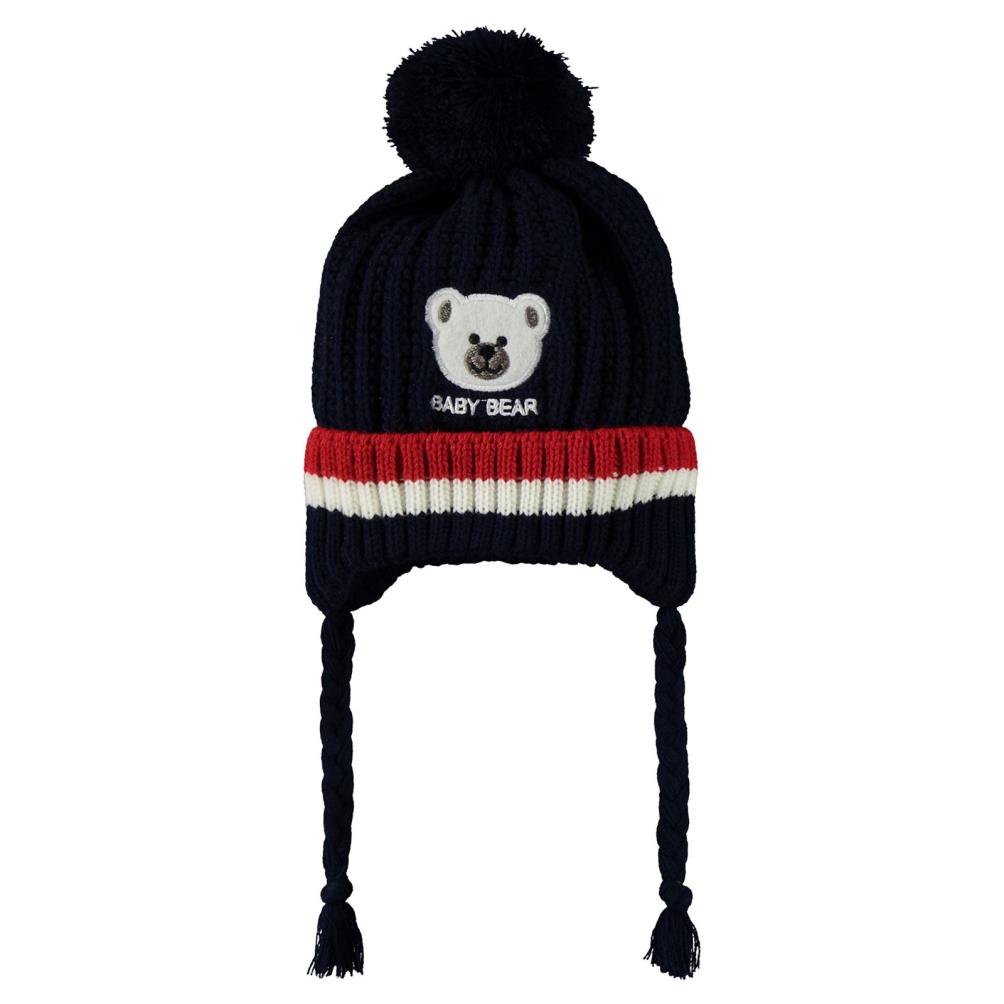 Civil Baby Baby Bear Nakış Desen 0-24 Ay Atkı Bere Eldiven Set - Lacivert