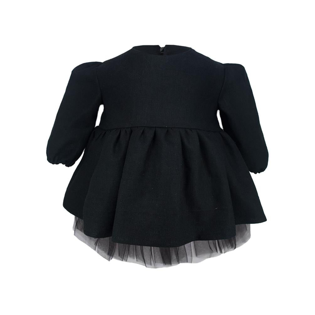 Shecco Babba Kız Çocuk Uzun Kollu Tütü Elbise Taç Takım 6-10 Yaş - Siyah