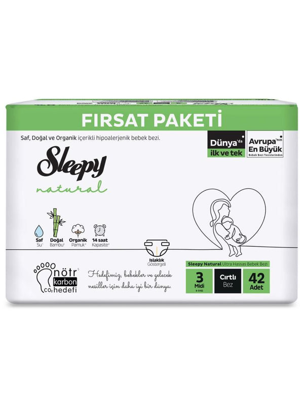 Sleepy Natural Fırsat Paketi Bebek Bezi 3 Midi Numara 42 Adet
