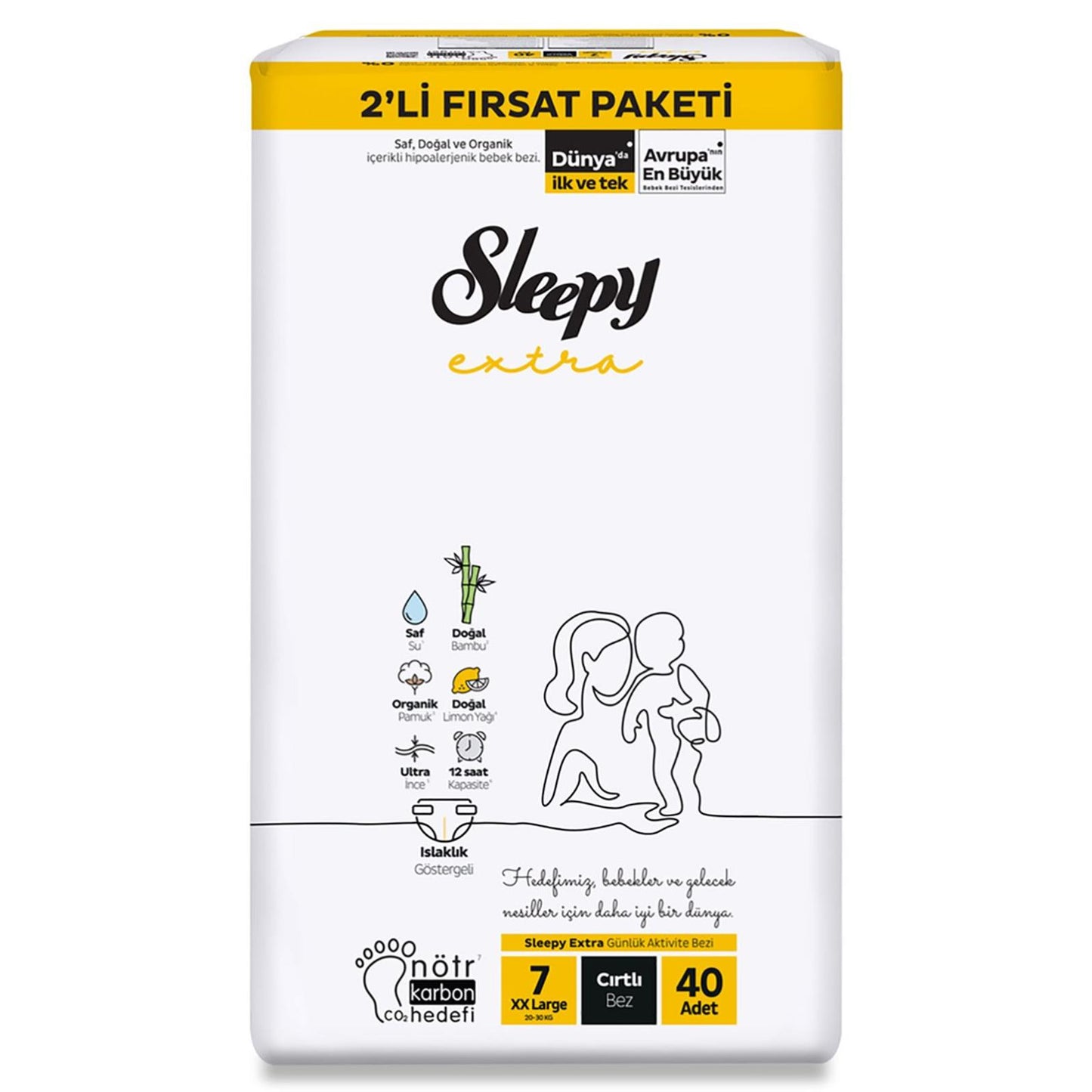 Sleepy Extra Günlük Aktivite Fırsat Paketi Bebek Bezi 7 Xxlarge Numara 40 Adet