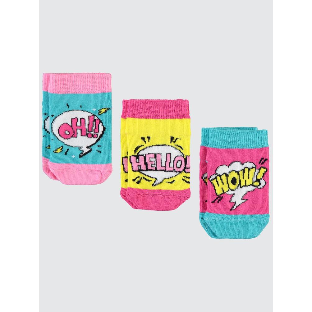 Civil Girls Motto 3'lü 2-12 Yaş Patik Çorap