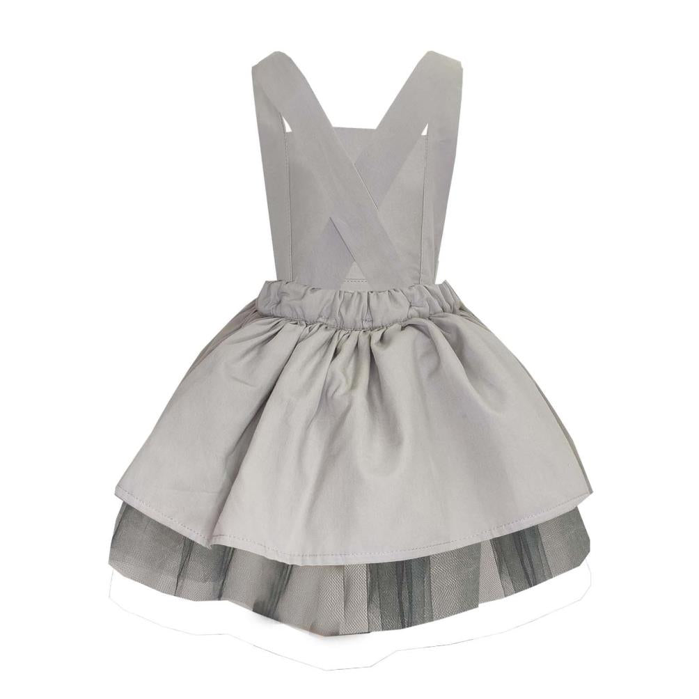 Shecco Babba Kız Çocuk Dantel Detaylı Tütü Elbise Taç Takım 6-10 Yaş - Gri