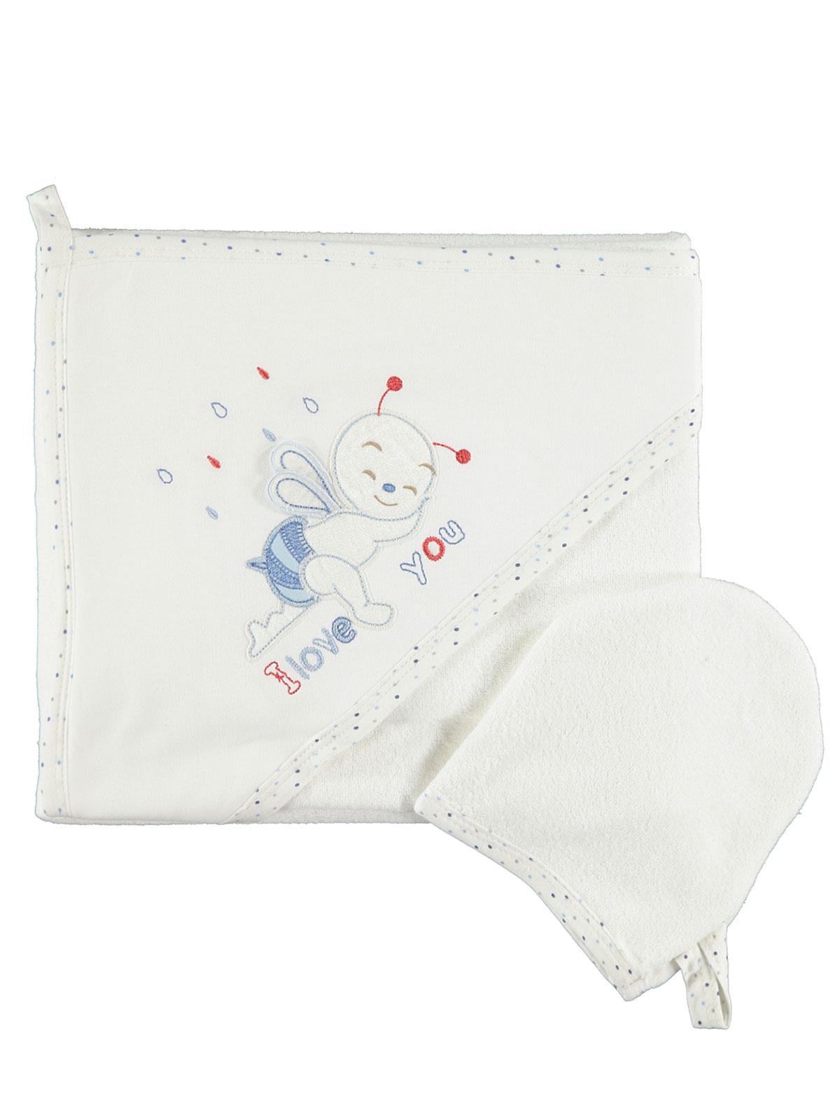 Mınıdamla Arı Nakslı Kurulama Keselı Havlu - Ekru