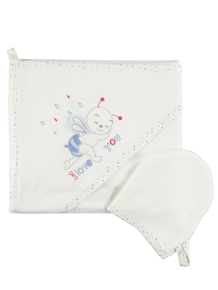 Mınıdamla Arı Nakslı Kurulama Keselı Havlu - Ekru