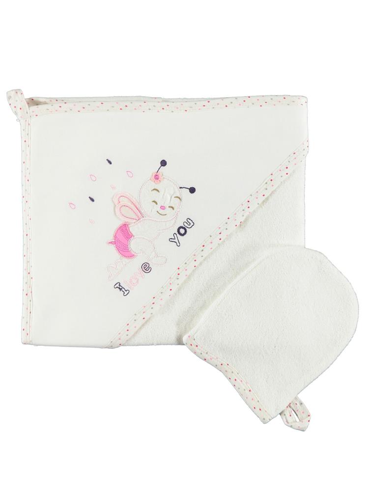 Mınıdamla Arı Nakslı Kurulama Keselı Havlu - Ekru