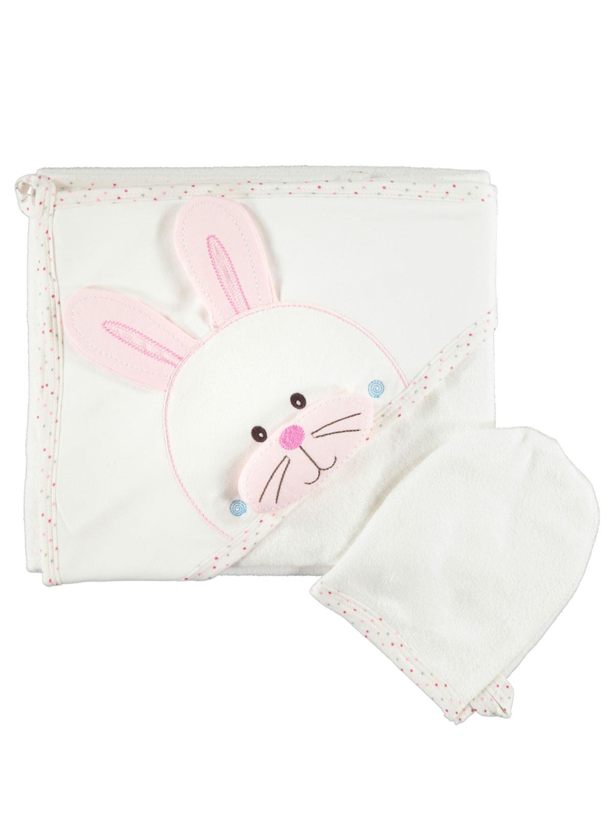 Mınıdamla Tavsan Nakıslı 3 Boyutlu Havlu - Ekru