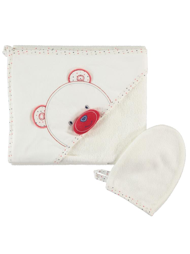 Minidamla Keseli Ayılı Kurulama Havlusu - Ekru