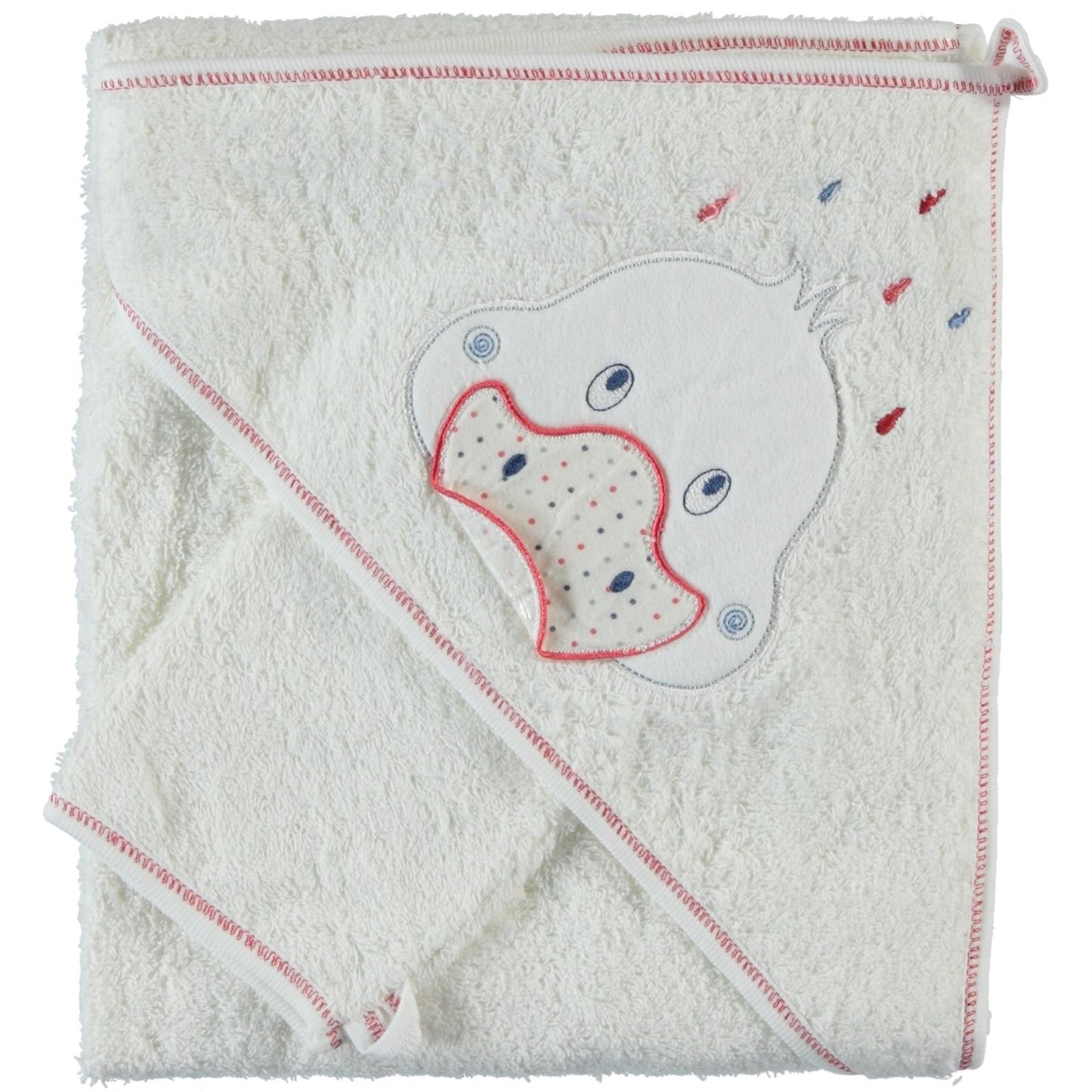 Albimini Ördek Nakıslı Bebek Kurulama Havlusu - Kırmızı