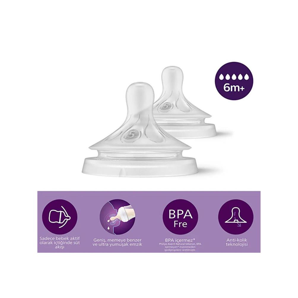 Philips Avent Natural Response 2'li Biberon Emziği5 Numara6+ AyDoğal Tepkili Biberon Emziği