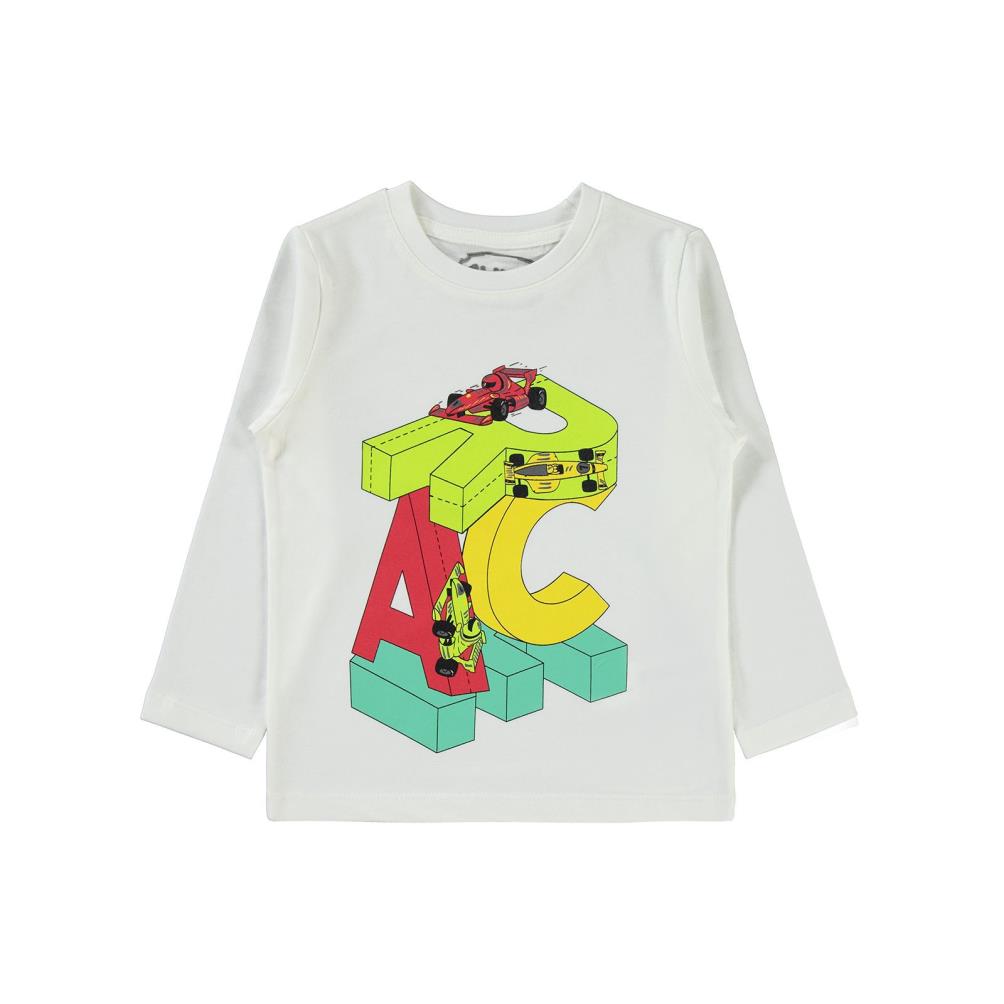 Civil Boys Race Baskı 2-5 Yaş Sweat - Ekru