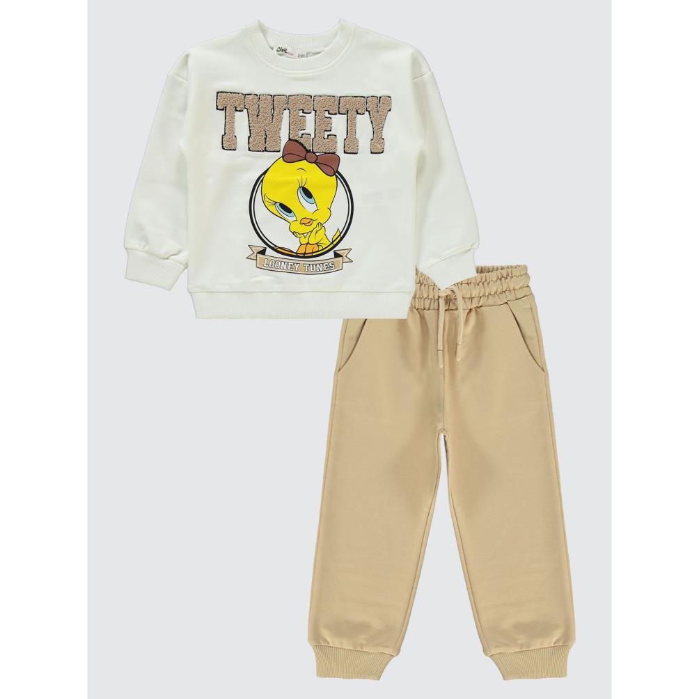 Tweety 2-5 Yaş Eşofman Takımı - Ekru