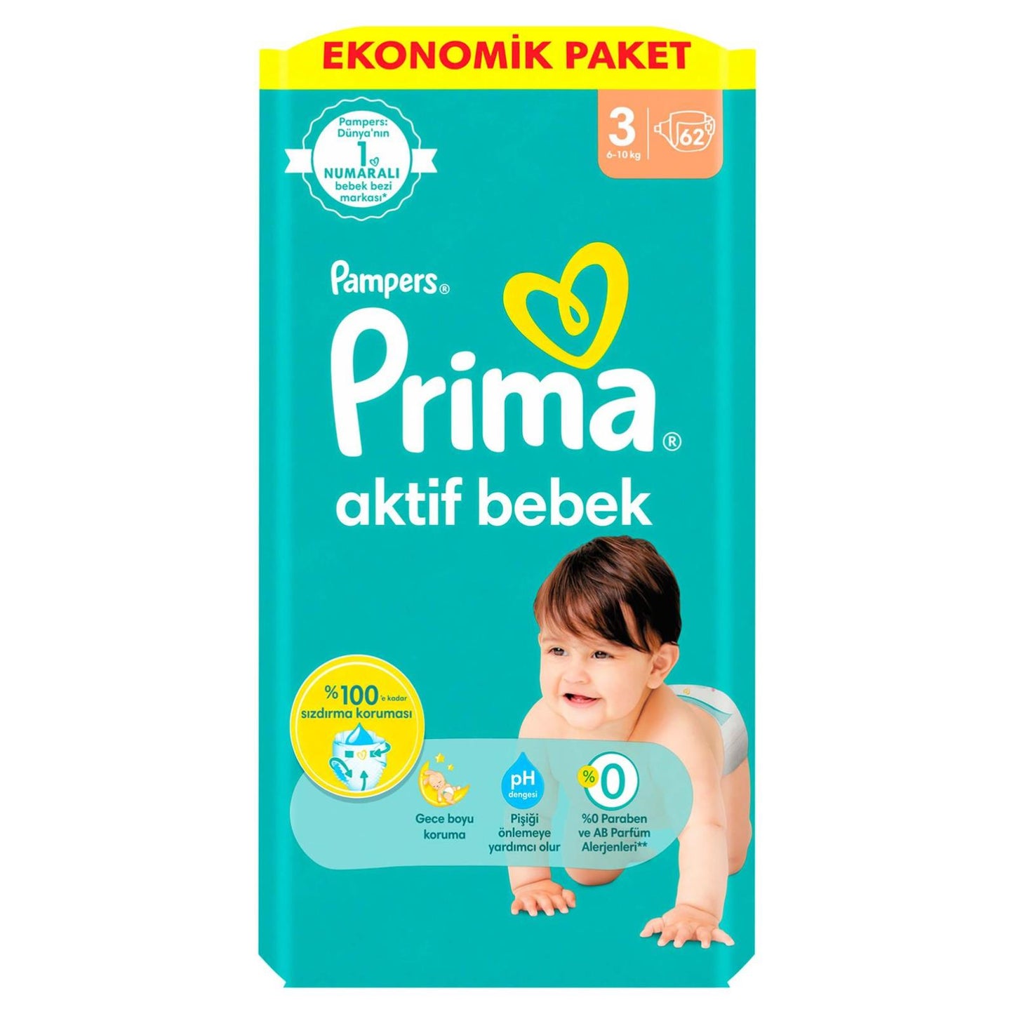 Prima Aktif Bebek Ekonomik Paket 3 Beden 62 Adet