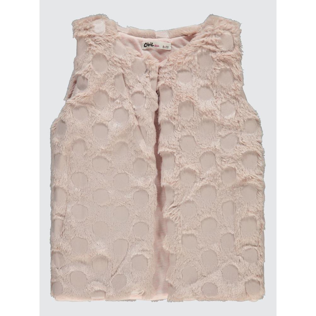 Civil Girls Pelüş 6-9 Yaş Yelek - Pudra