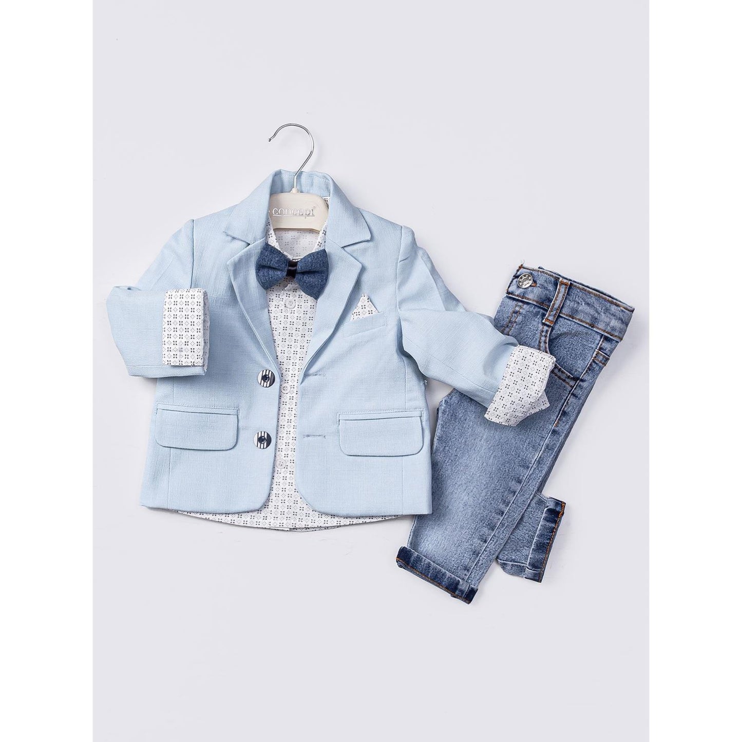 Concept Papyonlu Ceketli 4'lü 6-18 Ay Takım - Mavi