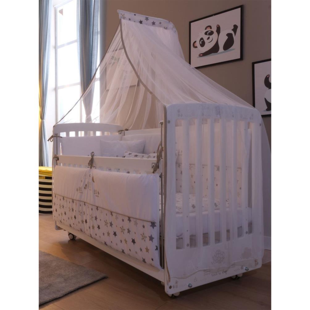 Meltem Bebek Woody Sallanır Ahşap Anne Yanı Beşik 60x120 cm - Beyaz