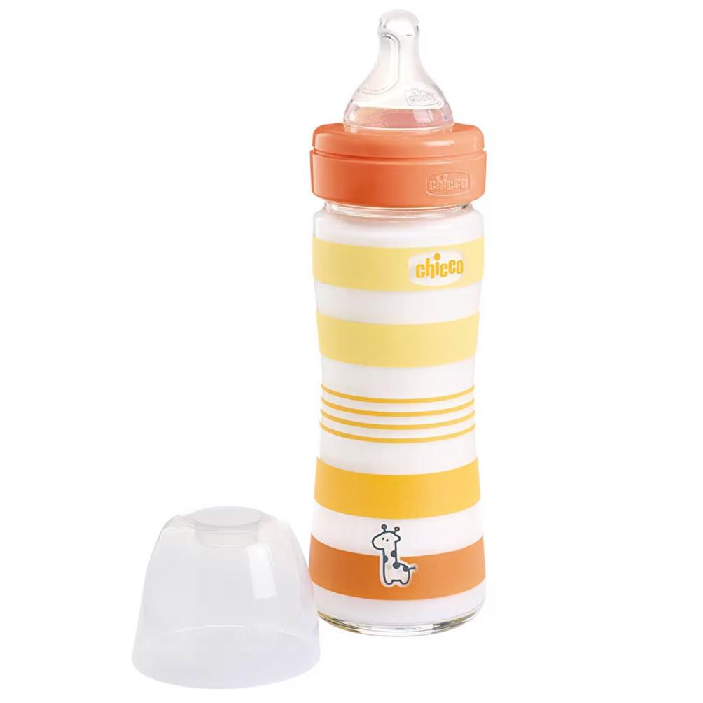 Chicco Wellbeing Yavaş Akış Gri Cam Biberon 240 ml 0+ Ay