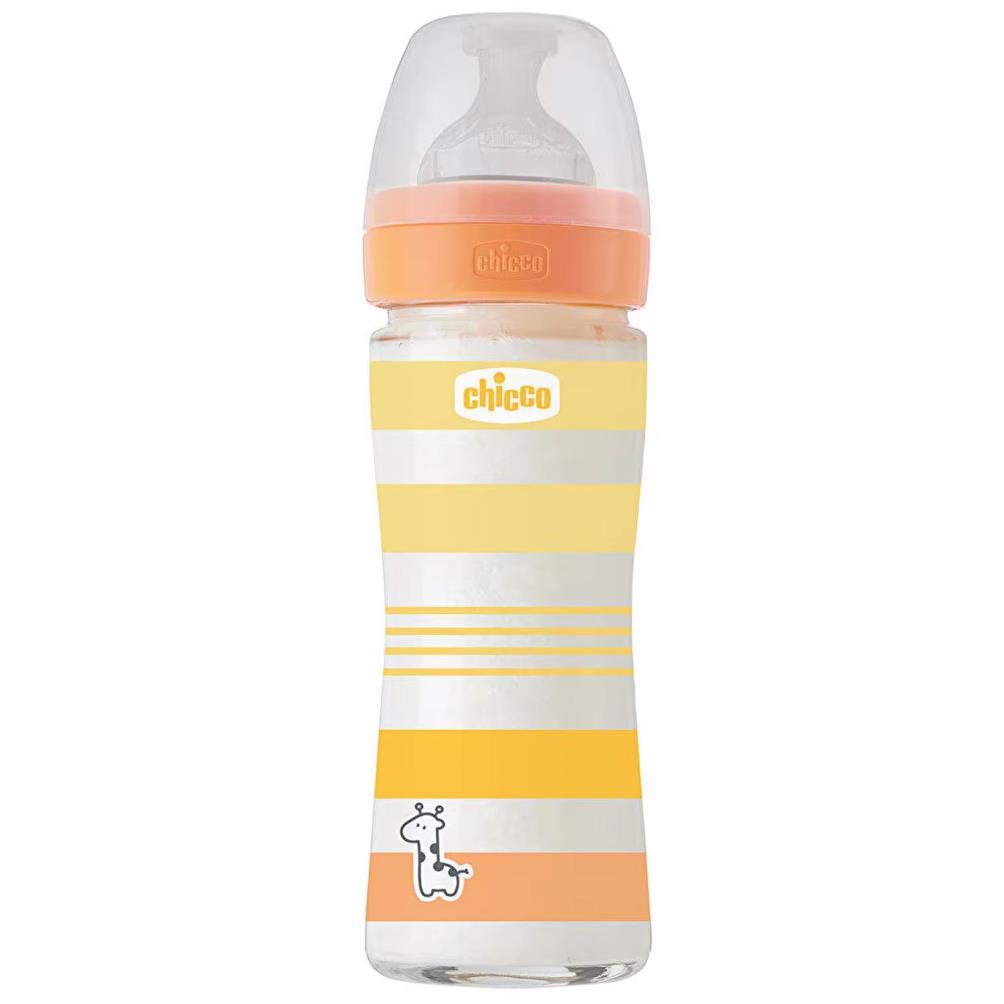 Chicco Wellbeing Yavaş Akış Gri Cam Biberon 240 ml 0+ Ay