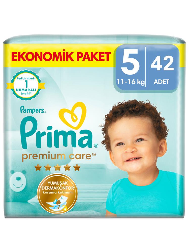 Prima Premium Care 5 Beden Bebek Bezi Ekonomik Paket 42 Adet 11-16 kg Junior