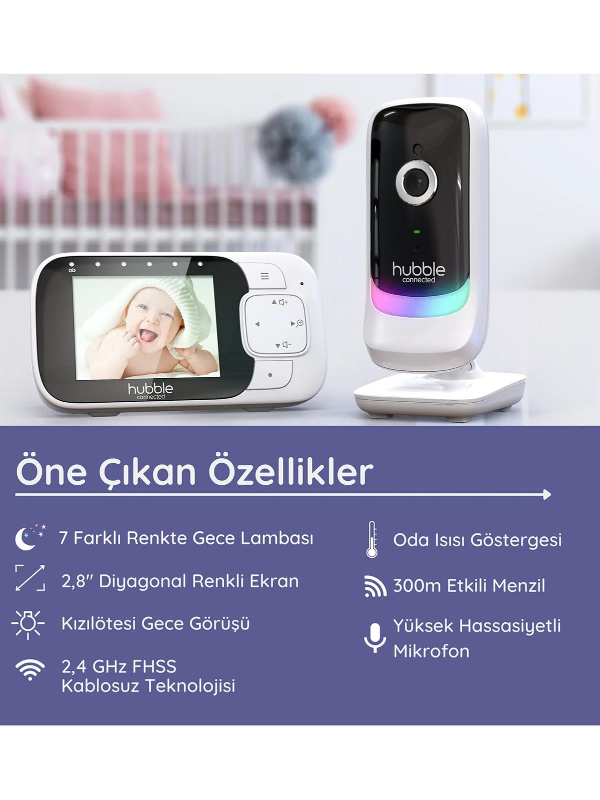 Hubble Nursery View Glow 2,8’’ Dijital Ekranlı Bebek Kamerası