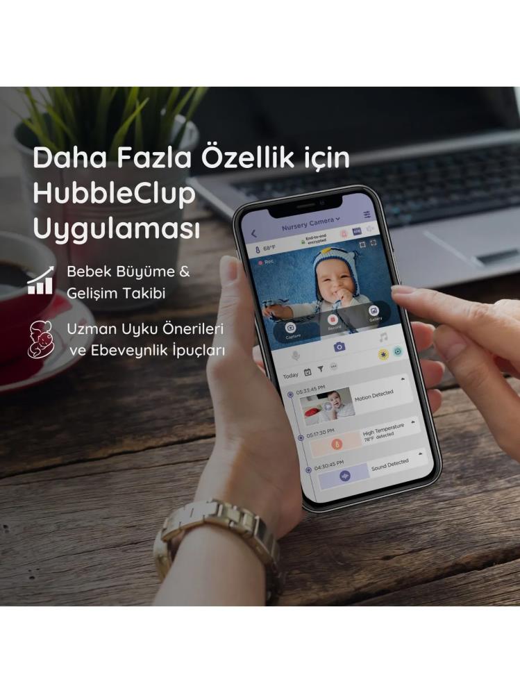 Hubble Nursery Pal Deluxe 5’’ Dokunmatik Ekranlı Pilli Bebek Kamerası