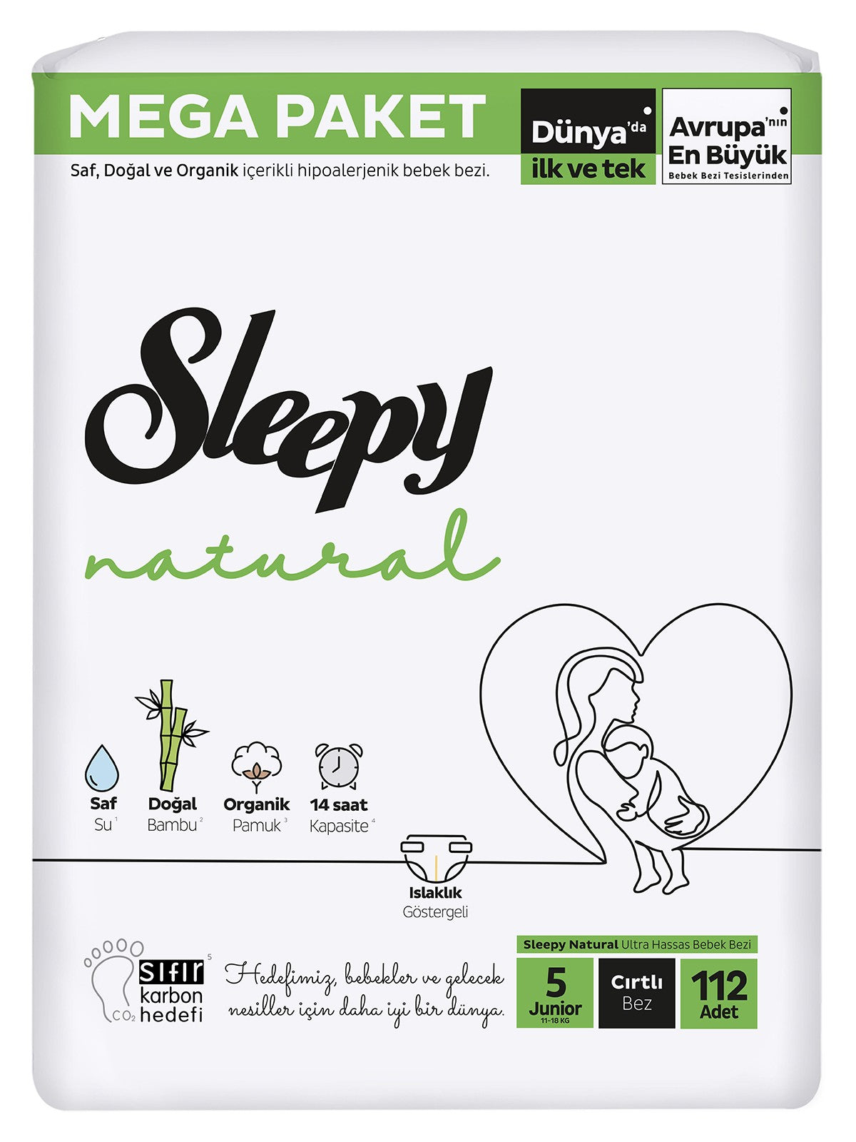 Sleepy Natural Bebek Bezi Mega Fırsat Paketi 5 Junior 11-18 Kg 112 Adet
