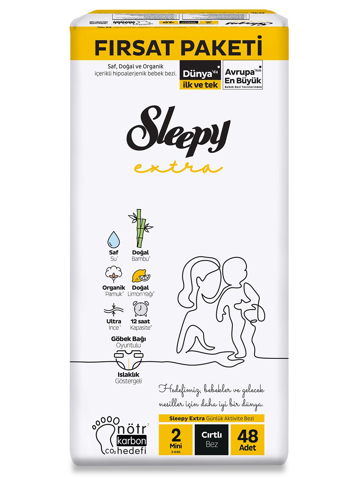 Sleepy Extra Bebek Bezi Fırsat Paket 2 Mini 48 Adet