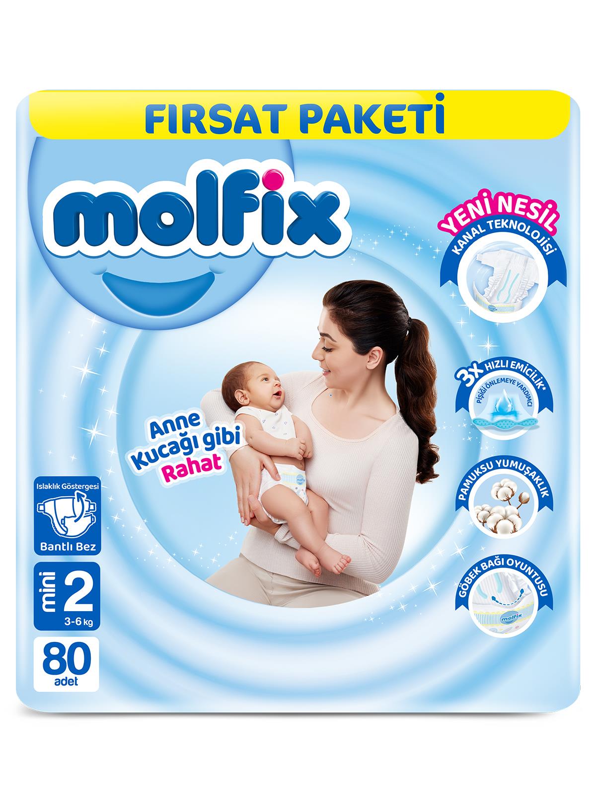Molfix Bebek Bezi 2 Beden Mini Fırsat Paketi 80 Adet