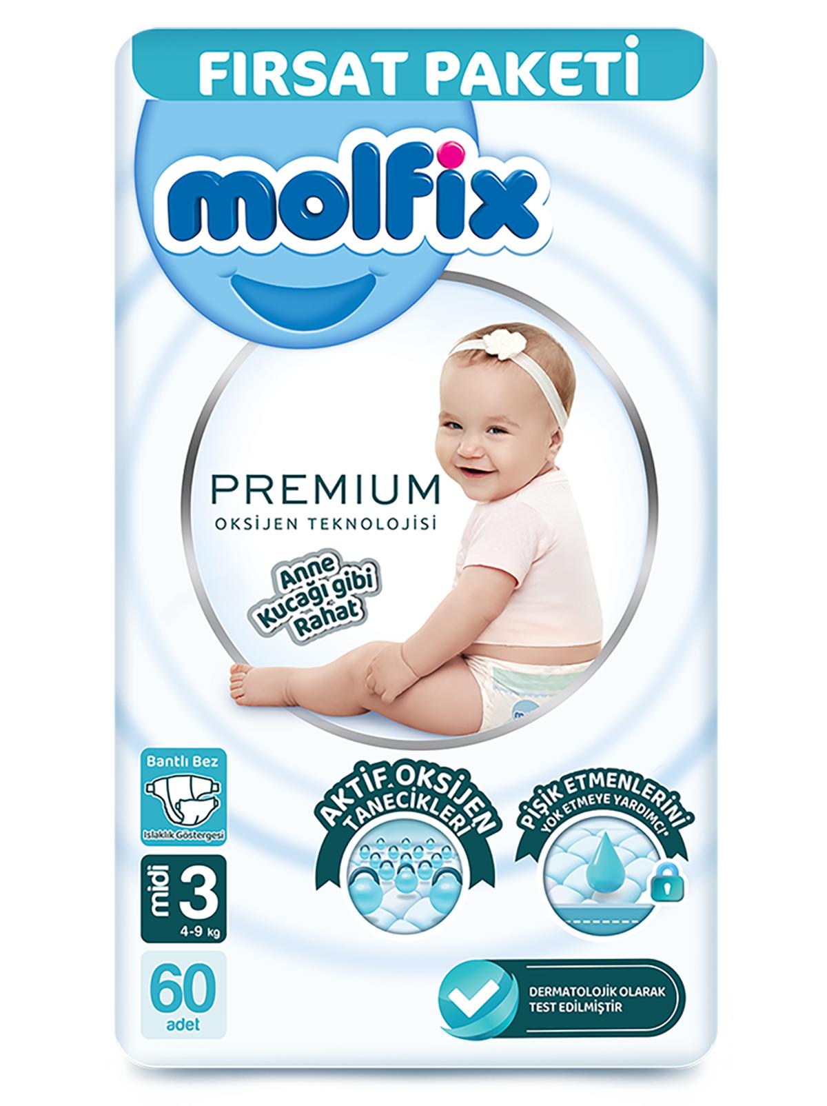 Molfix Premium Bebek Bezi Midi Fırsat Paketi 60 Adet