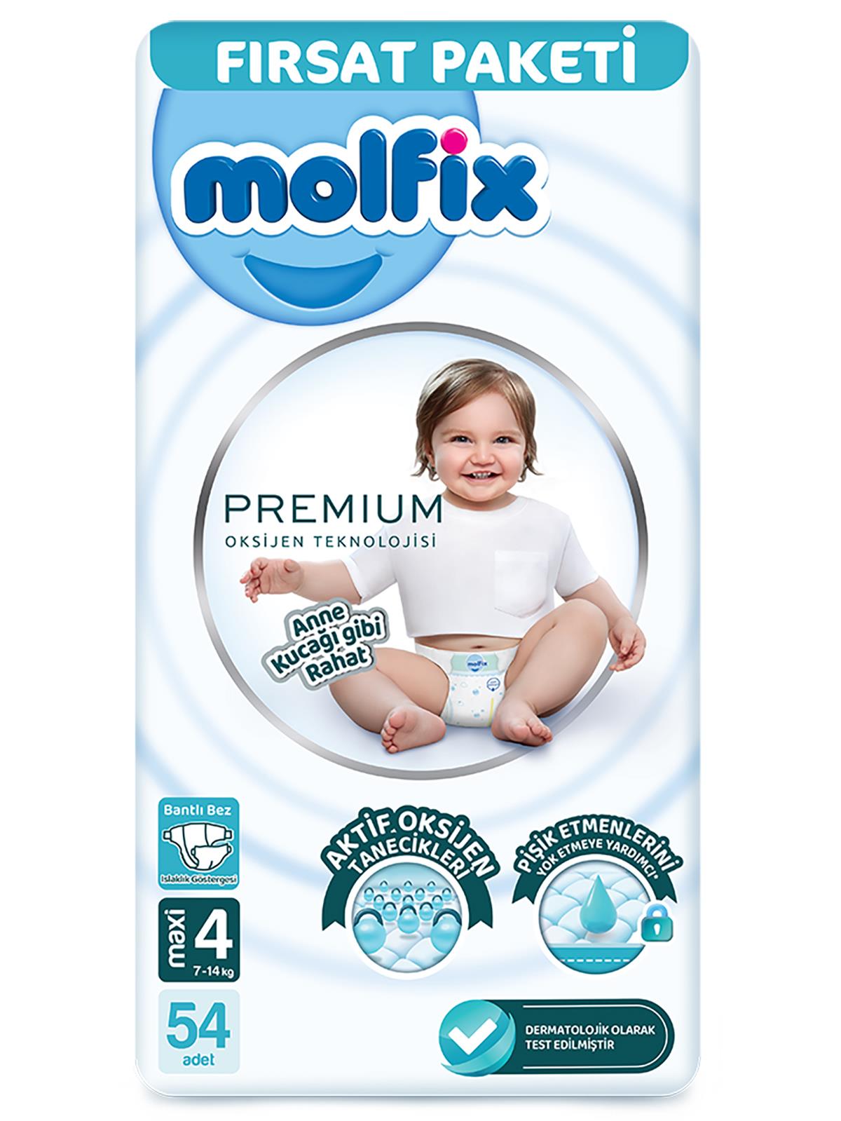 Molfix Premium Bebek Bezi Maxi Fırsat Paketi 54 Adet 4 Numara