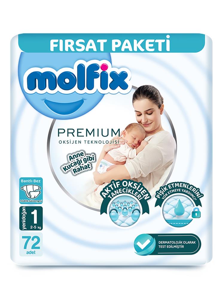 Molfıx Premium Bebek Bezi Yenidoğan Fırsat Paketi 72 Adet 1 Numara