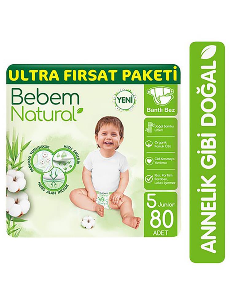 Bebem Natural 5 Beden Junior Ultra Fırsat Paketi 80 Adet