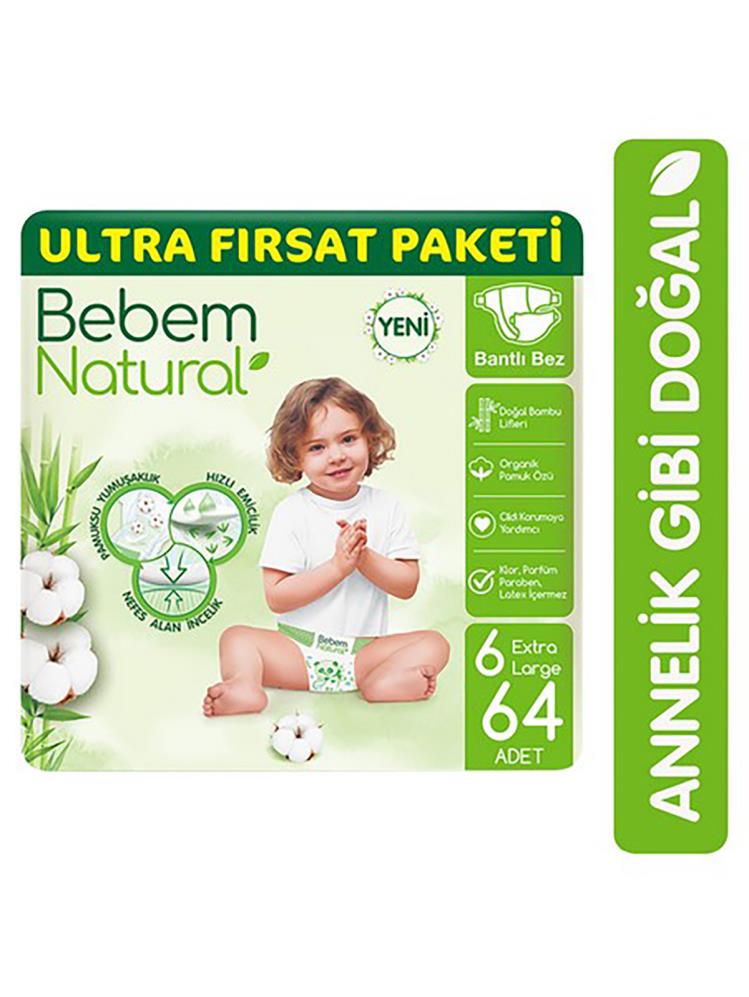 Bebem Natural 6 Beden Extra Large Ultra Fırsat Paketi 64 Adet