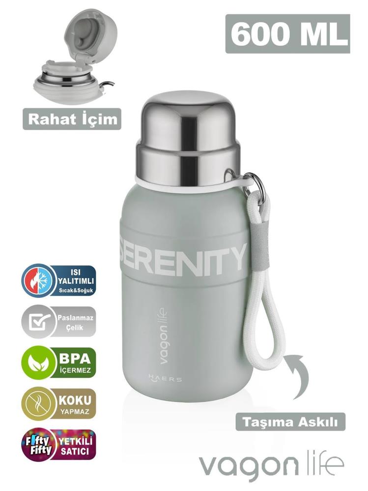 Vagonlife Çelik Termos Matara 600 ml - Mavi