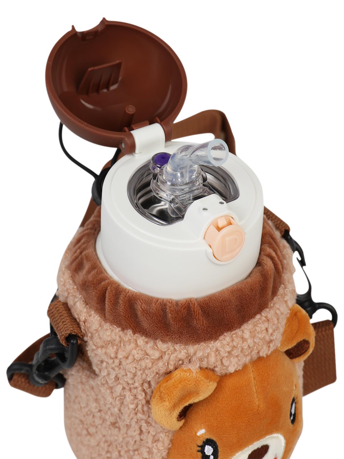 Diller Pipetli Çelik Termos Matara 300 ml - Kahverengi