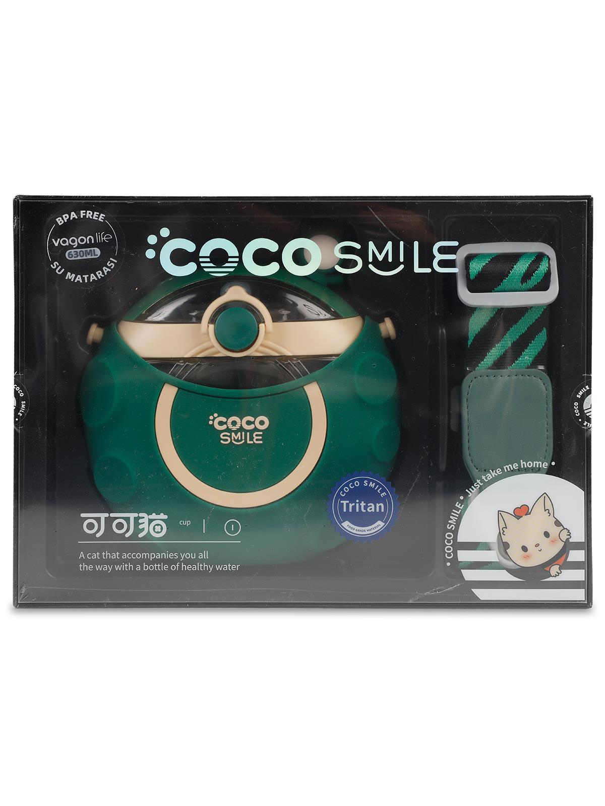 Cocosmile Uzay Tema Kılıflı Pipetli Tritan Çocuk Matara 630 ml - Yeşil