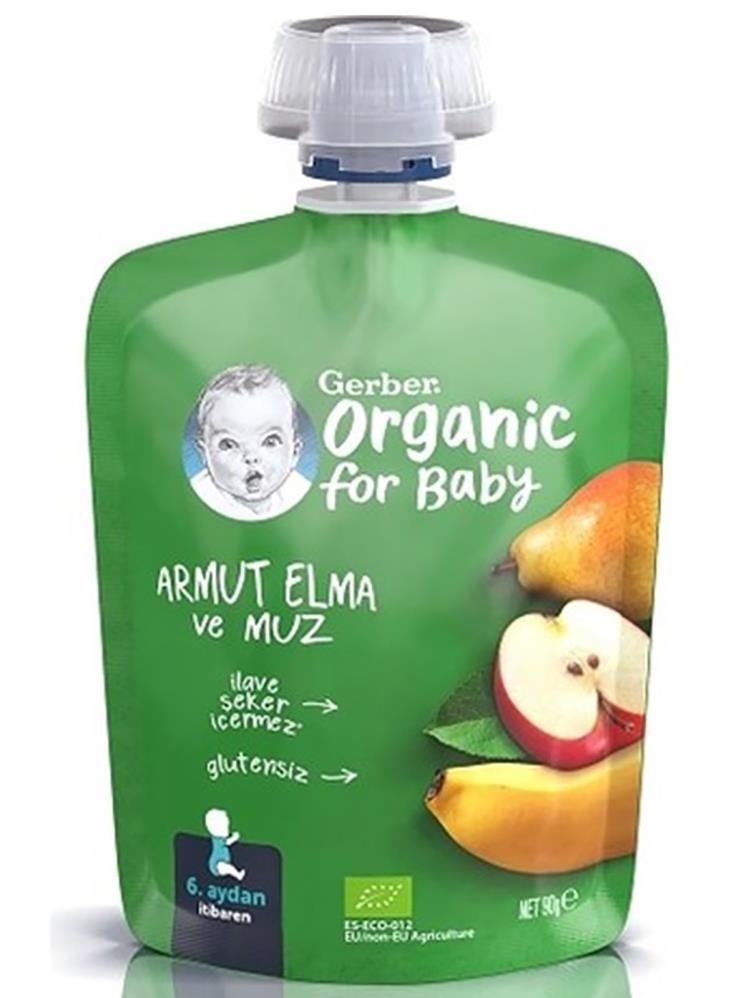 Gerber Organik Armut Elma ve Muz Püresi 90 Gr