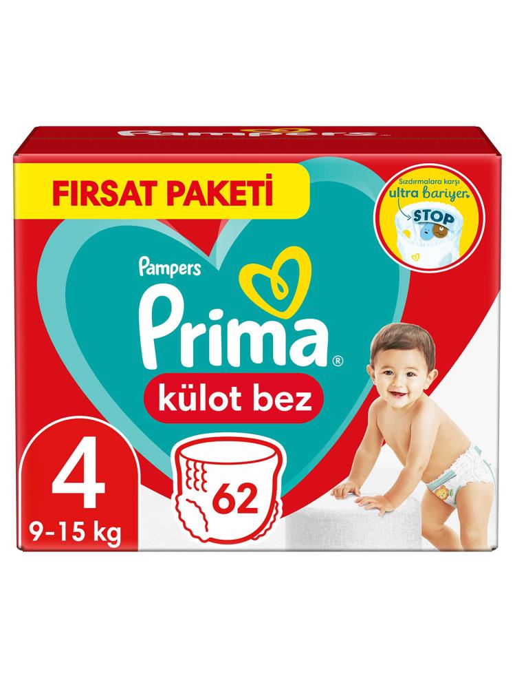Prima Bebek Bezi Külot Bez Fırsat Paketi Maxi 4 Beden 62'li