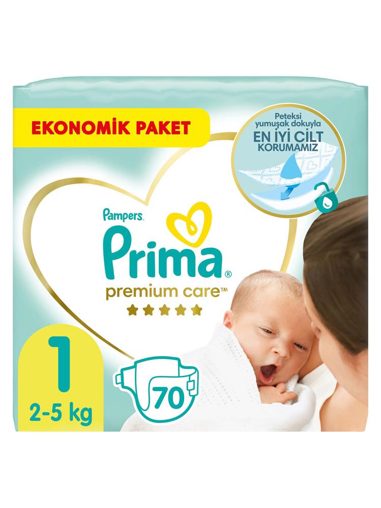 Prima Premium Care 1 Beden Bebek Bezi Ekonomik Paket Yenidoğan 70 Adet