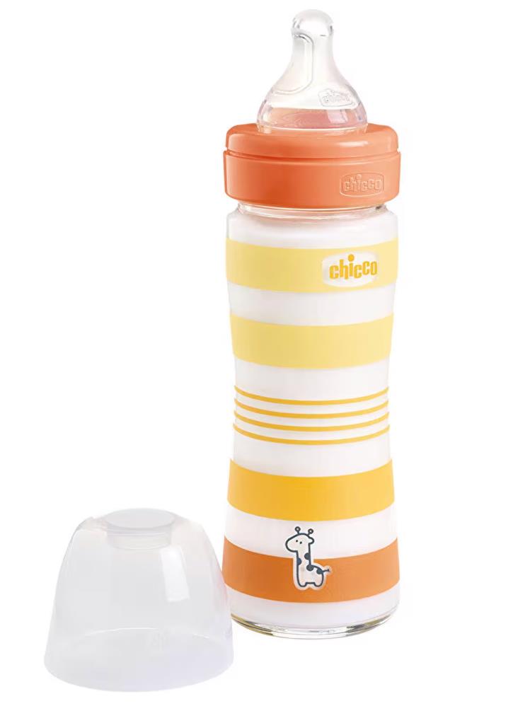 Chicco Wellbeing Yavaş Akış Gri Cam Biberon 240 ml 0+ Ay