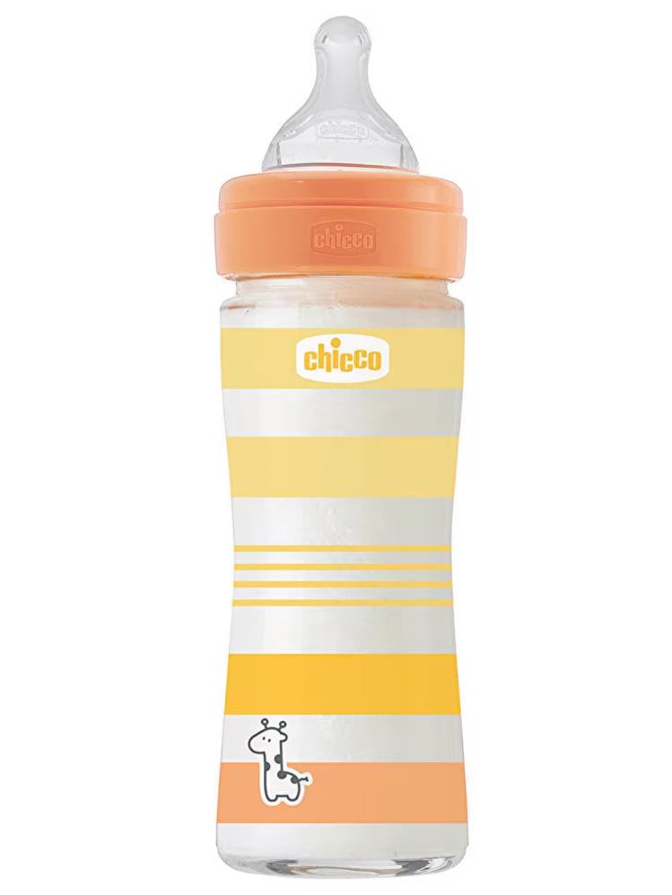 Chicco Wellbeing Yavaş Akış Gri Cam Biberon 240 ml 0+ Ay