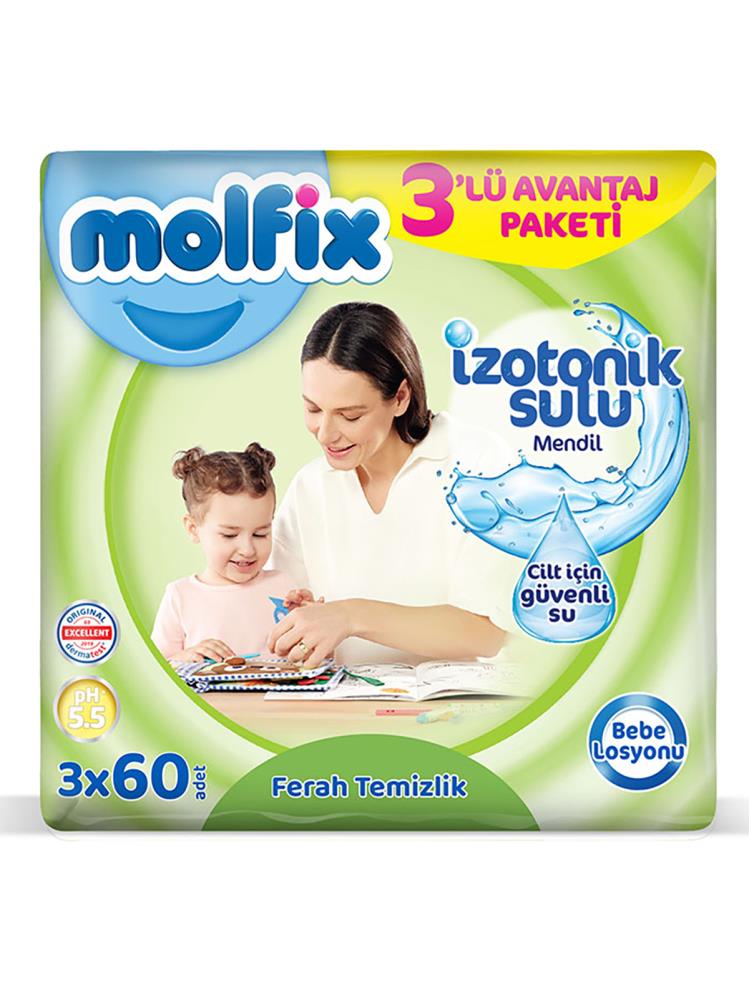 Molfix İzotonik Sulu Ferah Temizlik Islak Mendil 3x60 Adet