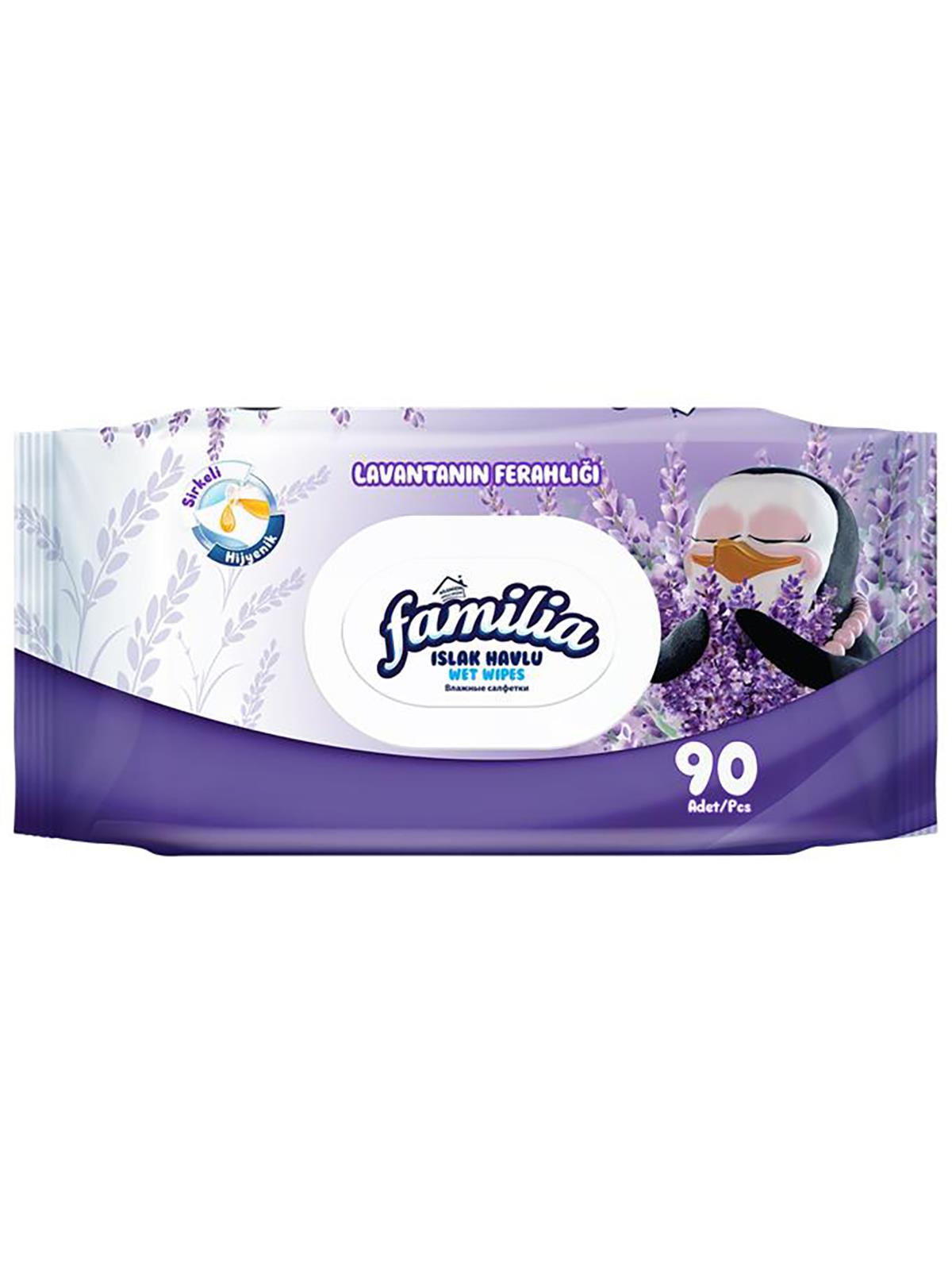 Familia Islak Havlu Mendil Lavantanın Ferahlığı 90 Yaprak Plastik Kapaklı Tekli Paket