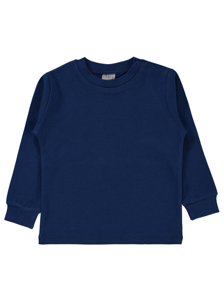 Lovetti Patlı Sıfır Yaka 1-4 Yaş Sweatshirt - Mavi