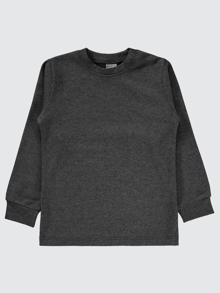 Lovetti Patlı Sıfır Yaka 1-4 Yaş Sweatshirt - Gri
